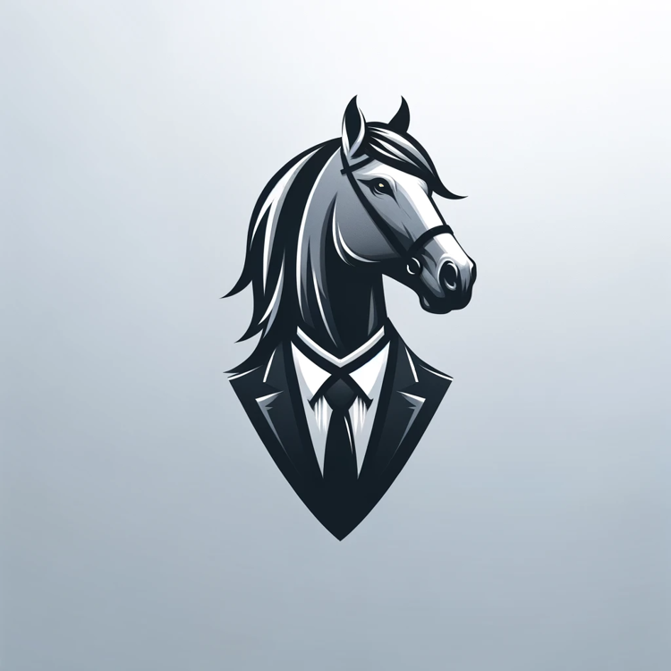 AI genereret billede af en hest i et logo for et advokathus