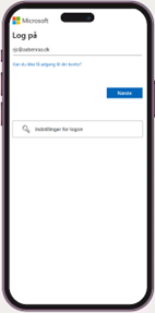 Sådan ser login siden ud når du skal taste din mail