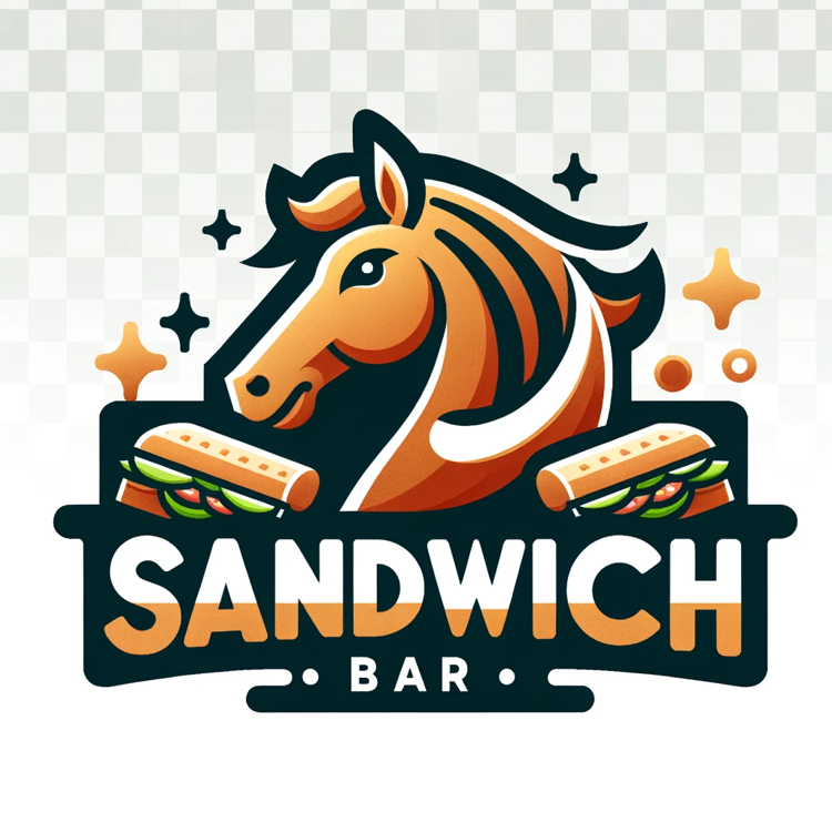 AI genereret billede af en hest i et logo for en sandwich bar